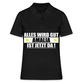 Amalia Nom Prénom Anniversaire - Polo Femme - noir - Devant - Ailine (174cm)