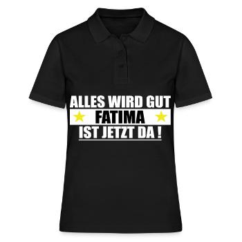 Fatima Nom Prénom Anniversaire - Polo Femme - noir - Devant - Ailine (174cm)