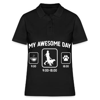 My Awesome Day - Hundepfote - Hündin mit Hund - - Frauen Polo Shirt - Schwarz - Vorne - Ailine (174cm)