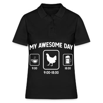 Ma journée brillante - Bière - Poule - - Polo Femme - noir - Devant - Ailine (174cm)