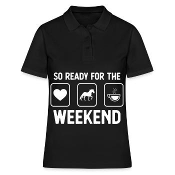 Donc prêt pour le week-end - café - cheval - - Polo Femme - noir - Devant - Ailine (174cm)