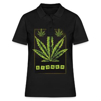 Feuille de cannabis Stoner - Polo Femme - noir - Devant - Ailine (174cm)