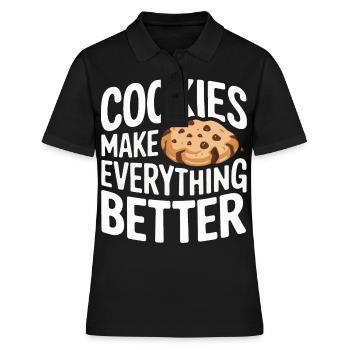 Cookies Cookie Keks Kekse Schokolade - Frauen Polo Shirt - Schwarz - Vorne - Ailine (174cm)