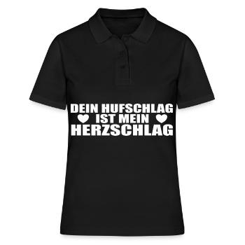 Pferde Herzschlag Reiten Hufe Hufeisen Herz Pony - Frauen Polo Shirt - Schwarz - Vorne - Ailine (174cm)