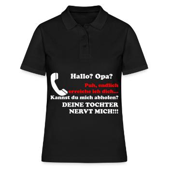 Bonjour papy votre fille cadeau agaçant petit fils petit fils - Polo Femme - noir - Devant - Ailine (174cm)