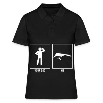 Dein Vater - Ich - Segelfliegen links - Frauen Polo Shirt - Schwarz - Vorne - Ailine (174cm)