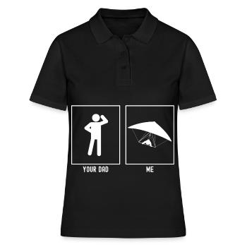 Dein Vater - Ich - Segelfliegen Landung - Frauen Polo Shirt - Schwarz - Vorne - Ailine (174cm)