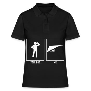Dein Vater - Ich - Segelfliegen - Links - Frauen Polo Shirt - Schwarz - Vorne - Ailine (174cm)