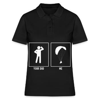 Dein Vater - Ich - Gleitschirmfliegen nach links - Frauen Polo Shirt - Schwarz - Vorne - Ailine (174cm)