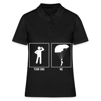 Dein Vater - Ich - Gleitschirmfliegen - Links - Frauen Polo Shirt - Schwarz - Vorne - Ailine (174cm)