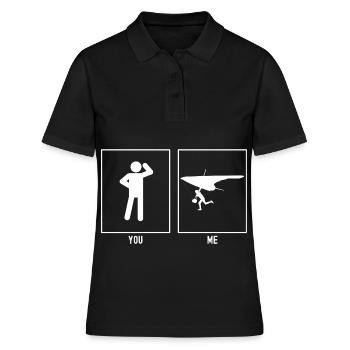 Du - Ich - Segelfliegen Laufen Links - Frauen Polo Shirt - Schwarz - Vorne - Ailine (174cm)