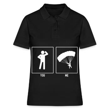 Du - Ich - Gleitschirmfliegen Schräglage Links - Frauen Polo Shirt - Schwarz - Vorne - Ailine (174cm)