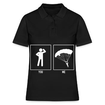 Du - Ich - Gleitschirmfliegen Links Vektor - Frauen Polo Shirt - Schwarz - Vorne - Ailine (174cm)