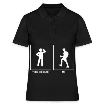 Ihr Ehemann - Ich - Wandernd Links - Frauen Polo Shirt - Schwarz - Vorne - Ailine (174cm)