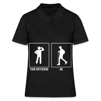 Dein Freund - Ich - Wandern nach links - Frauen Polo Shirt - Schwarz - Vorne - Ailine (174cm)
