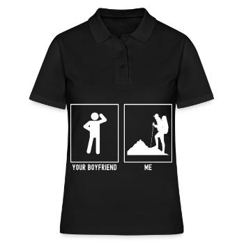 Dein Freund - Ich - Wandernd Links - Frauen Polo Shirt - Schwarz - Vorne - Ailine (174cm)