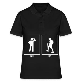 Du - Ich - Wandernder Mann Links - Frauen Polo Shirt - Schwarz - Vorne - Ailine (174cm)