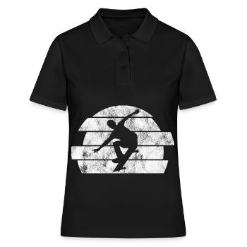 Skateboarder Skateboard Skater Skate Skateing - Polo Femme - noir - Devant - Ailine (174cm)
