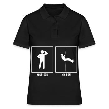 Votre fils - Mon fils - escalade - descente en rappel - Polo Femme - noir - Devant - Ailine (174cm)
