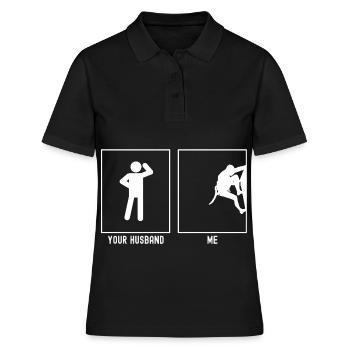 Votre mari - moi - page d’escalade - Polo Femme - noir - Devant - Ailine (174cm)