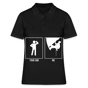 Dein Vater - Ich - Felsklettern - Frauen Polo Shirt - Schwarz - Vorne - Ailine (174cm)