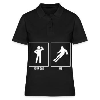 Dein Vater - Ich - Gleiten und Skifahren - Frauen Polo Shirt - Schwarz - Vorne - Ailine (174cm)