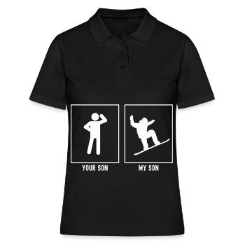 Dein Sohn - Mein Sohn - Snowboarden bergauf rechts - Frauen Polo Shirt - Schwarz - Vorne - Ailine (174cm)