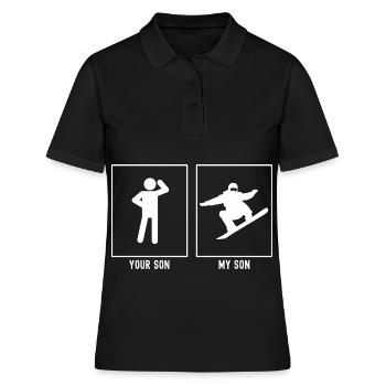 Dein Sohn - Mein Sohn - Snowboarden bergauf - Frauen Polo Shirt - Schwarz - Vorne - Ailine (174cm)