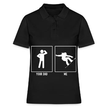 Dein Vater - Ich - Extrem-Snowboarding - Frauen Polo Shirt - Schwarz - Vorne - Ailine (174cm)