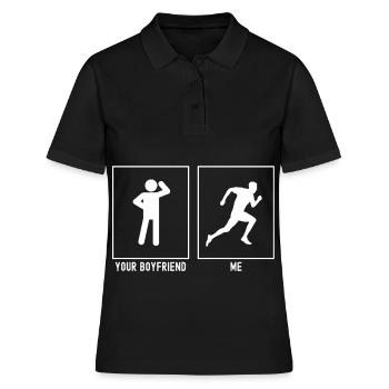 Dein Freund - Ich - Laufend Links - Frauen Polo Shirt - Schwarz - Vorne - Ailine (174cm)