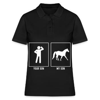 Ton fils - Mon fils - galop à cheval - Polo Femme - noir - Devant - Ailine (174cm)