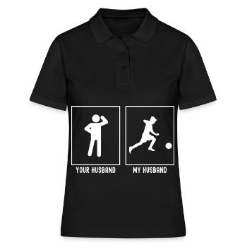 Ihr Ehemann - Mein Ehemann - Fußballkind - Frauen Polo Shirt - Schwarz - Vorne - Ailine (174cm)