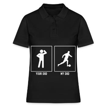 Dein Vater - Mein Vater - Fußballspieler Kick Illu - Frauen Polo Shirt - Schwarz - Vorne - Ailine (174cm)