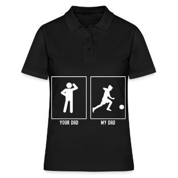 Dein Vater - Mein Vater - Fußballkind Illustration - Frauen Polo Shirt - Schwarz - Vorne - Ailine (174cm)
