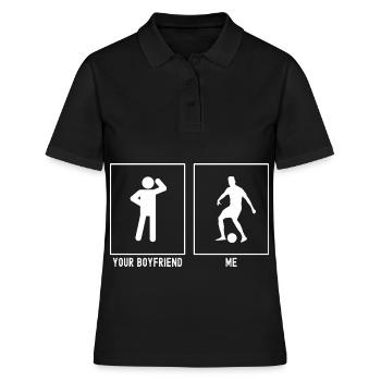 Dein Freund - Ich - Fußballer Mitte - Frauen Polo Shirt - Schwarz - Vorne - Ailine (174cm)