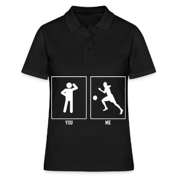 Du - Ich - Fußballer Links - Frauen Polo Shirt - Schwarz - Vorne - Ailine (174cm)