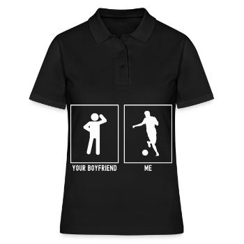 Dein Freund - Ich - Fußball Pass - Frauen Polo Shirt - Schwarz - Vorne - Ailine (174cm)