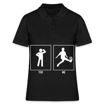Toi - Moi - Coup de pied de football - Polo Femme - noir - Devant - Ailine (174cm)