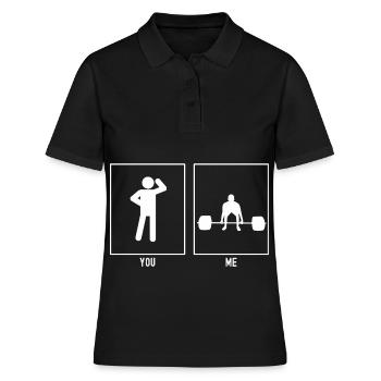 Sie - Ich - Fitness Heben - Frauen Polo Shirt - Schwarz - Vorne - Ailine (174cm)