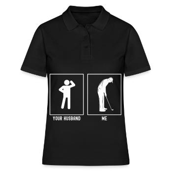 Her Husband - Me - Golf Destinations - Women's Polo Shirt - black - Front - Ailine (174cm)
