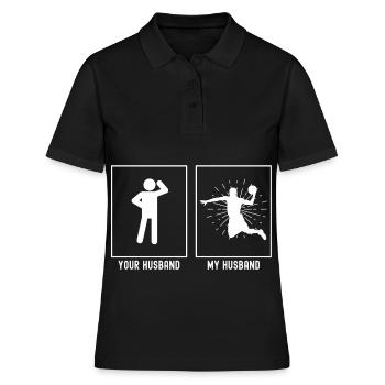 Ihr Ehemann - Mein Ehemann - Slamdunk Basketball - Frauen Polo Shirt - Schwarz - Vorne - Ailine (174cm)