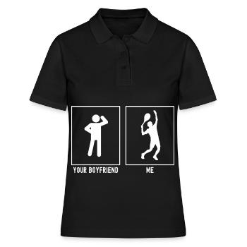 Votre ami - Moi - Tennis Serve - Polo Femme - noir - Devant - Ailine (174cm)