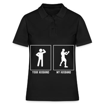Ihr Ehemann - Mein Ehemann - Boxing Fighting Pose - Frauen Polo Shirt - Schwarz - Vorne - Ailine (174cm)