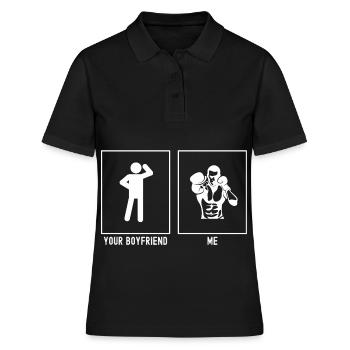 Dein Freund - Ich - Boxen Schlag - Frauen Polo Shirt - Schwarz - Vorne - Ailine (174cm)