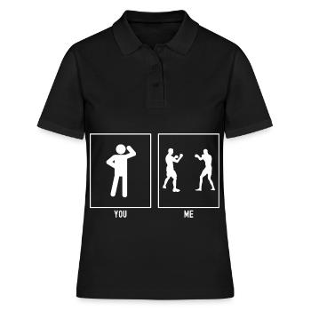 Vous - Moi - Combat de boxe - Polo Femme - noir - Devant - Ailine (174cm)
