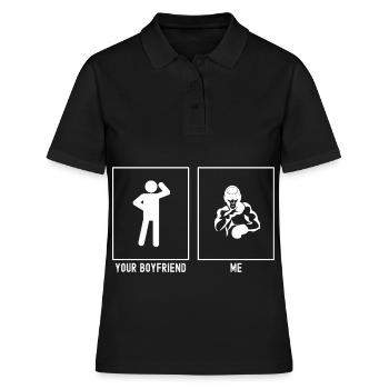 Votre ami - Moi - Boxe professionnelle - Polo Femme - noir - Devant - Ailine (174cm)