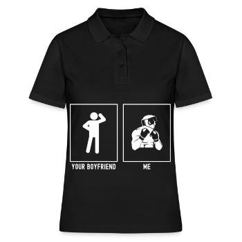 Dein Freund - Ich - Boxen Frontansicht - Frauen Polo Shirt - Schwarz - Vorne - Ailine (174cm)