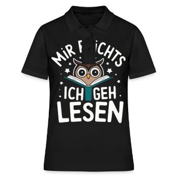 oiseau de nuit hibou hibou oiseau - Polo Femme - noir - Devant - Ailine (174cm)