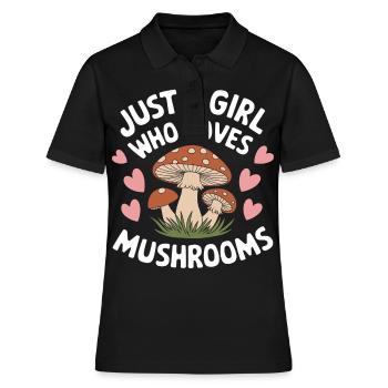 Pilz Pilze Funghi Champignon - Frauen Polo Shirt - Schwarz - Vorne - Ailine (174cm)