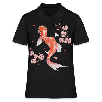 Koi Poisson Carpe Japon Chine Poisson - Polo Femme - noir - Devant - Ailine (174cm)
